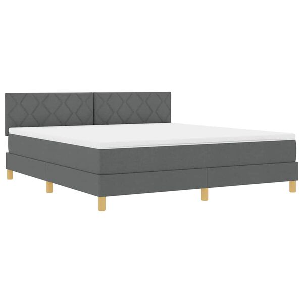 vidaXL Boxspringbett mit Matratze Dunkelgrau 180 x 200 cm Stoff