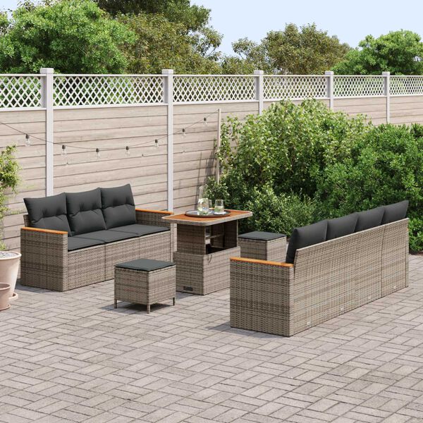 vidaXL Gartensofa-set mit Kissen 14 pcs Grau Poly-Rattan