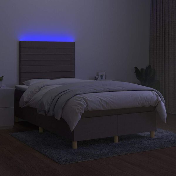 vidaXL Boxspringbett mit Matratze & LED Taupe 120x190 cm Stoff