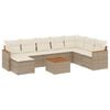 vidaXL 9-tlg. Garten-Sofagarnitur mit Kissen Beige Poly Rattan