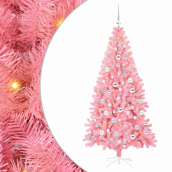 vidaXL Weihnachtsbaum mit 300 LEDs mit Ständer Rosa 180 cm PVC