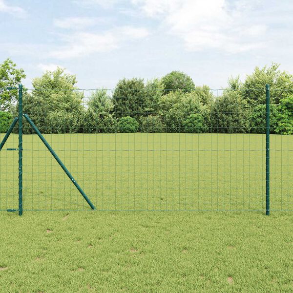 vidaXL Zaun mit Pfosten Gr&uuml;n 1,2 x 25 m Stahl