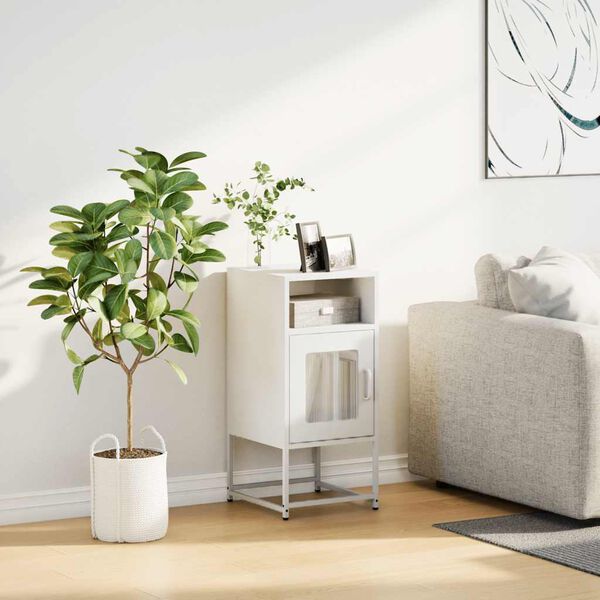 vidaXL Nachttisch Wei&szlig; 36x39x78 cm Kaltgewalzter Stahl