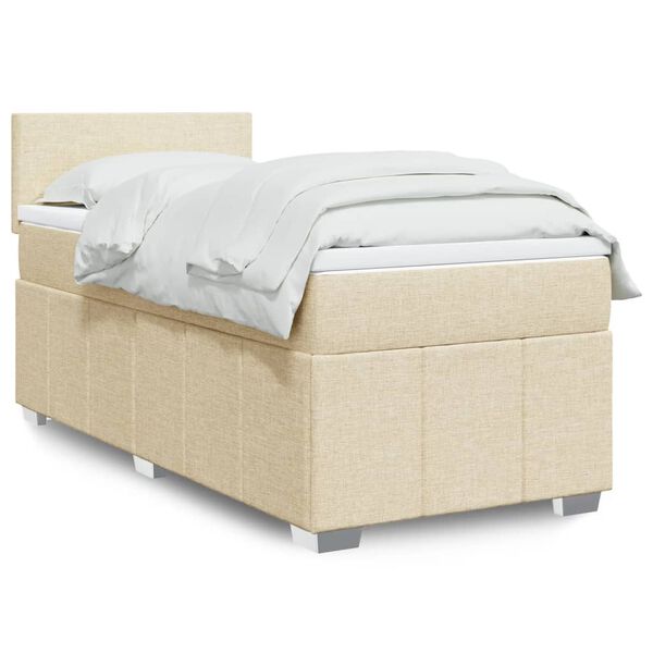 vidaXL Boxspringbett mit Matratze Creme 90x190 cm Stoff