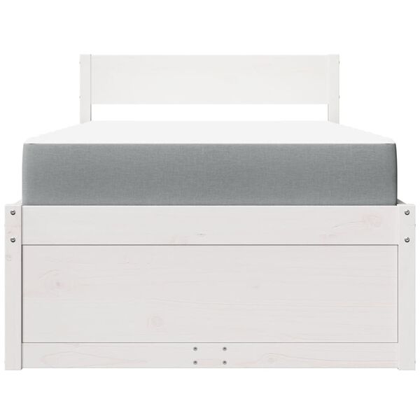 vidaXL Bett mit Schubladen und Matratze Wei&szlig; 100x200 cm Massivholz