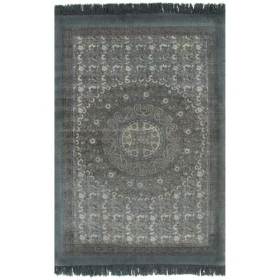 vidaXL Kelim-Teppich Baumwolle 160x230 cm mit Muster Grau