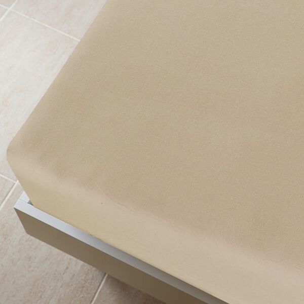 vidaXL Spannbettlaken Jersey Taupe 100x200 cm Baumwolle