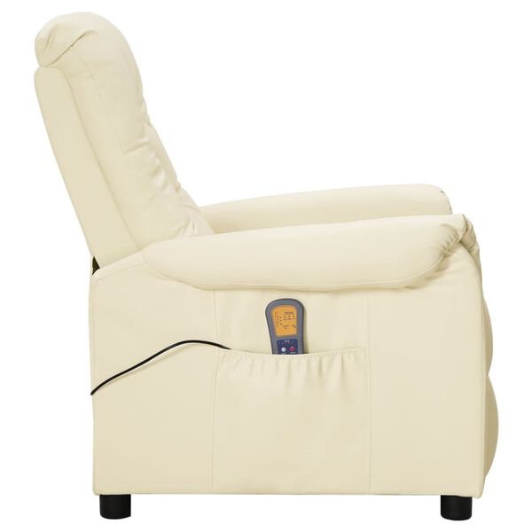 vidaXL Massagesessel mit Aufstehhilfe Creme Kunstleder
