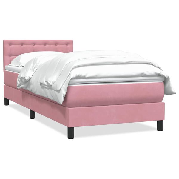 vidaXL Boxspringbett mit Matratze Rosa 100x210 cm Samt