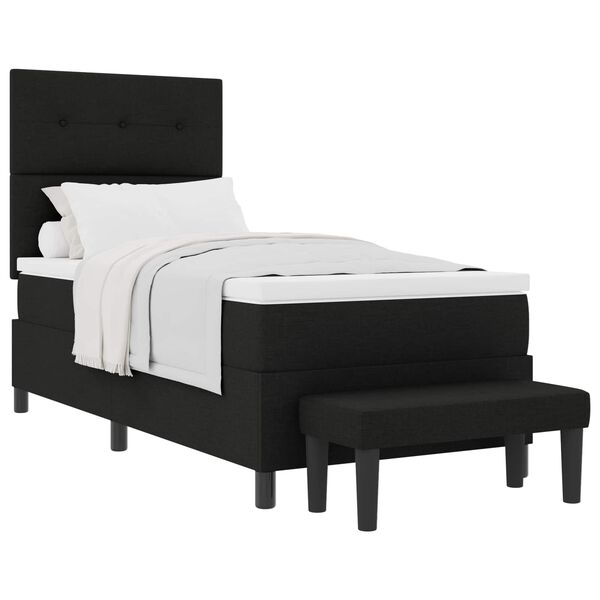 vidaXL Boxspringbett mit Matratze Schwarz 90 x 190 cm Stoff