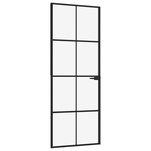 vidaXL Innent&uuml;r Schwarz 76x201,5 cm Hartglas & Aluminium Schlank