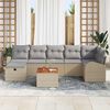 vidaXL Garten-Sofa-Set mit Kissen mit Speicher 8 pcs Beige Poly Rattan