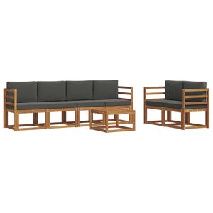 vidaXL Outdoor-Sofagarnitur mit Kissen 7 pcs Natur und Anthrazit