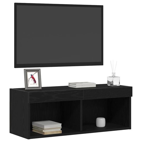 vidaXL TV-Schrankset Wandmontiert Schwarz Eichen-Optik 80 x 30 x 30 cm