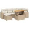 vidaXL 7-tlg. Garten-Sofagarnitur mit Kissen Beige Poly Rattan