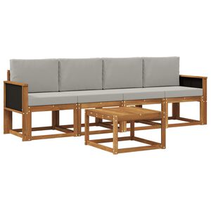vidaXL Outdoor-Sofagarnitur mit Kissen 4 pcs Nat&uuml;rlich und Hellgrau