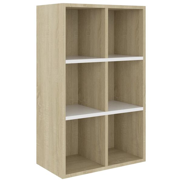 vidaXL B&uuml;cherregal/Sideboard Wei&szlig; und Sonoma-Eiche 66x30x98 cm