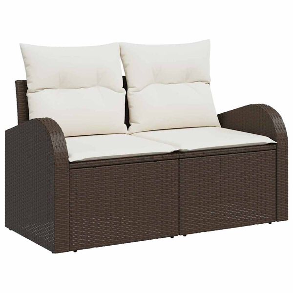 vidaXL Garten-Sofa-Set mit Kissen 7 pcs Braun und Creme