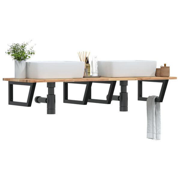 vidaXL Waschbeckenregal Wandmontage Stahl und Akazienholz