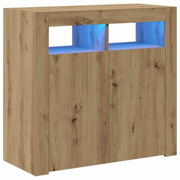 vidaXL Sideboard mit LED-Leuchten Artisan-Eiche 80x35x75 cm