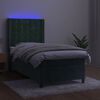 vidaXL Boxspringbett mit Matratze & LED Dunkelgr&uuml;n 100x200 cm Samt
