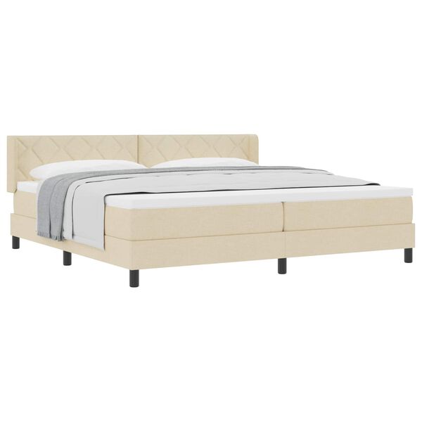 vidaXL Boxspringbett mit Matratze Creme 200 x 200 cm Polyester