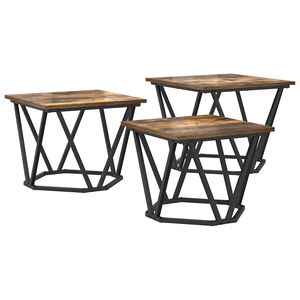 vidaXL Couchtisch 3 pcs Ger&auml;ucherte Eiche Ingenieure Holz und Stahl