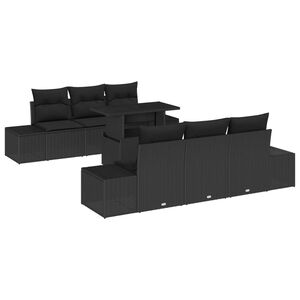 vidaXL Garten-Sofa-Set mit Kissen 7 pcs Schwarz
