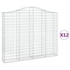 vidaXL Gabionen mit Hochbogen 12 Stk 200x30x160/180cm Verzinktes Eisen