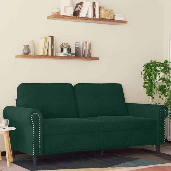 vidaXL 2-Sitzer-Sofa Dunkelgrün 140 cm Samt