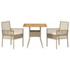 vidaXL Garten Essgruppe 3 pcs Beige Poly Rattan
