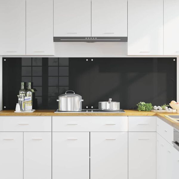 vidaXL Küchenrückwand 2 pcs Schwarz 100 x 60 cm Gehärtetes Glas
