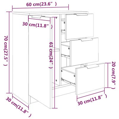 vidaXL Sideboards 2 Stk. Sonoma-Eiche 60x30x70 cm Holzwerkstoff