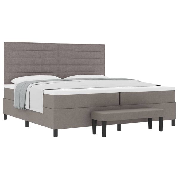 vidaXL Boxspringbett mit Kopfteil Taupe 200 x 200 cm Stoff