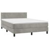 vidaXL Boxspringbett mit Matratze & LED Hellgrau 140x200 cm Samt