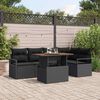 vidaXL Garten-Sofa-Set mit Speicher 6 pcs Schwarz Poly Rattan