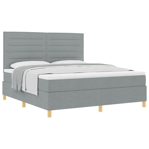 vidaXL Boxspringbett mit Matratze Hellgrau 180 x 200 cm Stoff