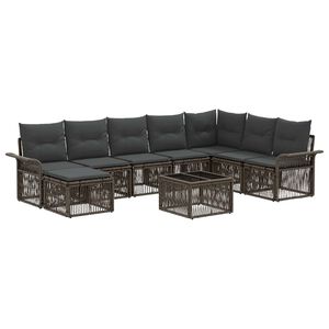 vidaXL Gartensofa-set 9 pcs Grau Poly-Rattan