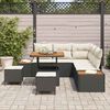 vidaXL Garten-Sofa-Set mit Kissen mit Speicher Schwarz Poly Rattan