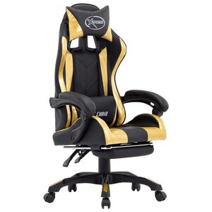 vidaXL Gaming-Stuhl mit Fu&szlig;st&uuml;tze Golden und Schwarz Kunstleder