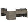 vidaXL Gartensofa in L-Form mit Tisch und Kissen Grau Poly Rattan