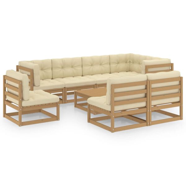 vidaXL 9-tlg. Garten-Lounge-Set mit Kissen Massivholz Kiefer