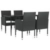 vidaXL 5-tlg. Garten-Essgruppe Schwarz Poly Rattan und Stahl