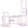vidaXL 3-tlg. Badm&ouml;bel-Set Grau Sonoma Holzwerkstoff