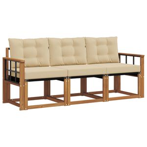vidaXL Outdoor-Sofagarnitur 3 stk. 3-Sitzer Natur und Beige