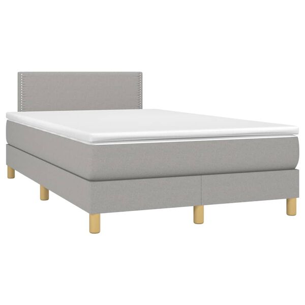 vidaXL Boxspringbett mit Matratze Hellgrau 120x200 cm Stoff