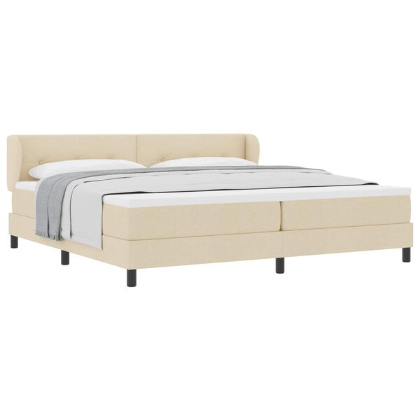 vidaXL Boxspringbett mit Matratze Creme 200 x 200 cm Stoff