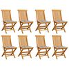 vidaXL Gartenst&uuml;hle Graue Karomuster-Kissen 8 Stk. Massivholz Teak