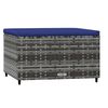 vidaXL Gartenhocker mit Kissen Grau Poly Rattan