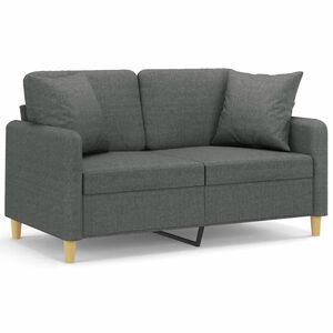 vidaXL 2-Sitzer-Sofa mit Zierkissen Dunkelgrau 120 cm Stoff